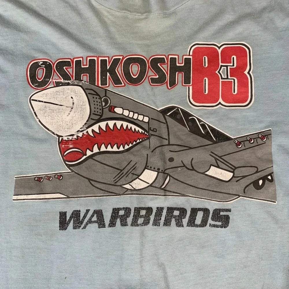 Vintage OshKosh B'gosh Warbirds 83 Fighter Plane Graphic T-Shirt Blue Kids